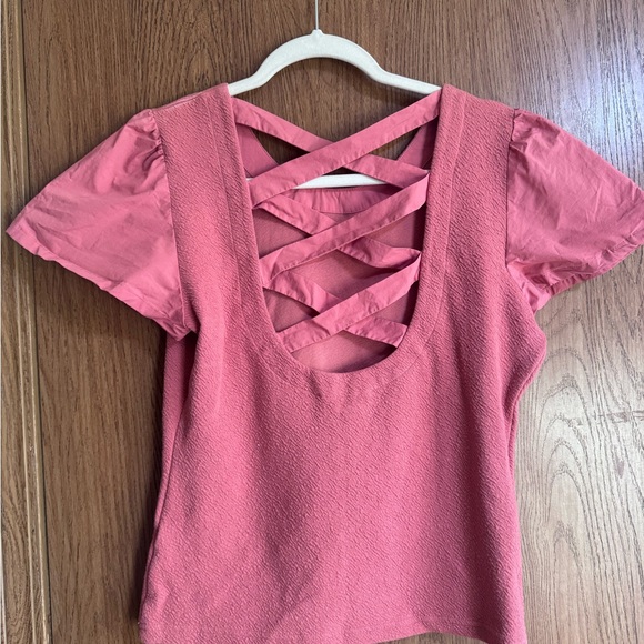 Anthropologie Lace-Up Flutter Top - Picture 7 of 7
